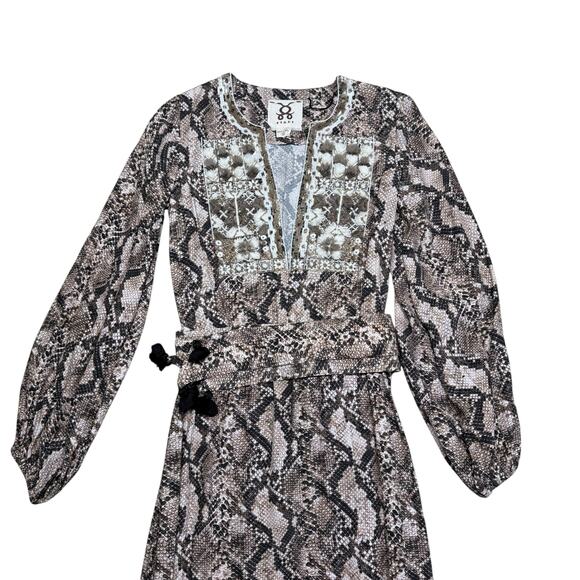 FIGUE Emani Snakeskin-Print Blouson Sleeve Dress Size XS - Picture 8 of 14